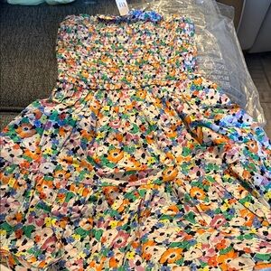 GAP Floral Multicolor Smocked Dress - Size Large